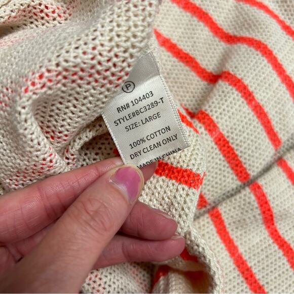 J.O.A. Knit 2 Piece Crop Top & Skirt Set Cream Orange Strip Size Large NWT - Picture 3 of 13